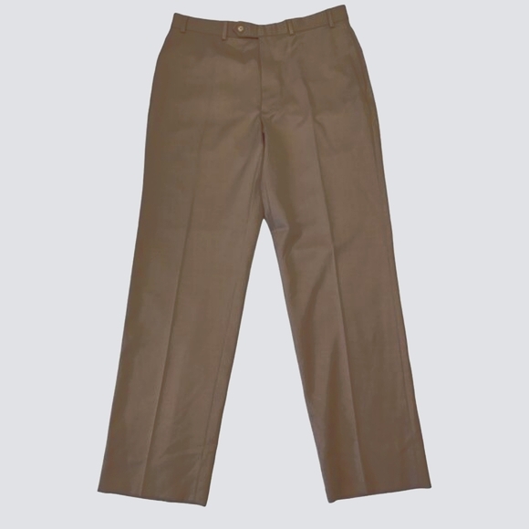 Brook‎ Brothers Wool Mens 346 Dress Pants W35/L32 Tan Khaki Straight Leg